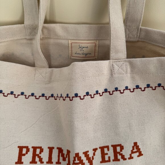 Sézane x Lucía Vergara limited edition tote bag, embroidered primavera, NWOT - Picture 4 of 5